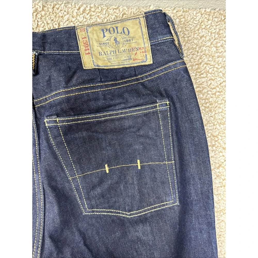 Vintage Polo Ralph Lauren Jeans Mens 34x34 Blue Straight Denim 15941 Button Fly